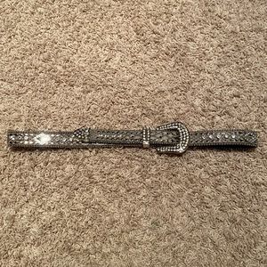 Genuine Leather Snakeskin Animal Print Rhinestone Diamond Belt